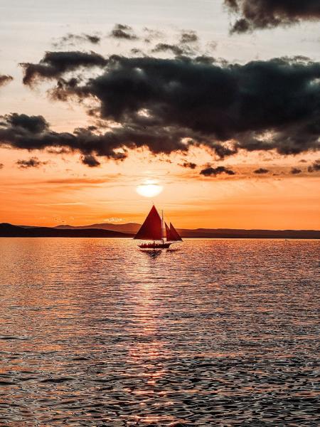 Sunset and Sailboat on Lake Champlain