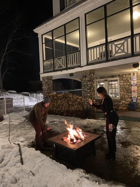 Franconia Inn, Wintertime (Two Guests Enjoying Firepit)
