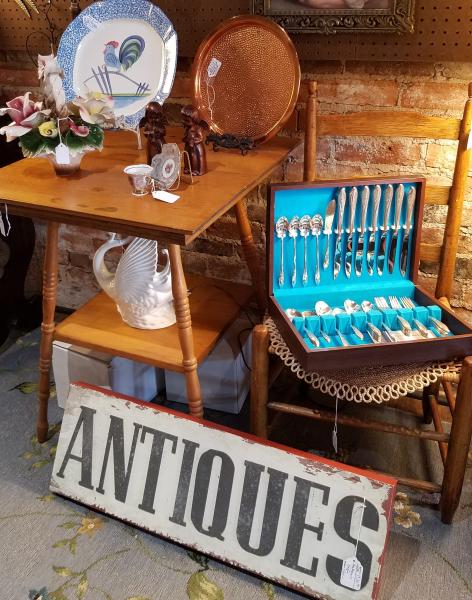Antique silverware, dishes, and furniture in Wayne County.