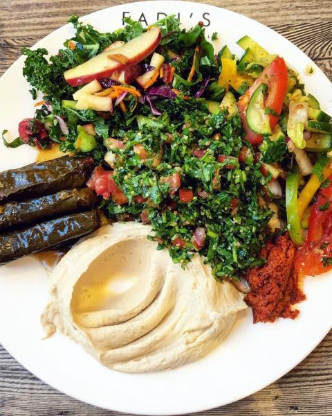A plate Of Delicious Middle Eastern Food From Fadi's In Sugar Land, TX
