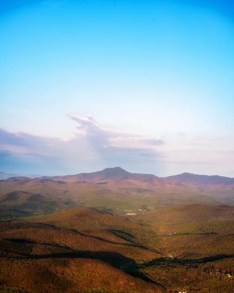 Sweeping view of hills and mountains in Vermont.