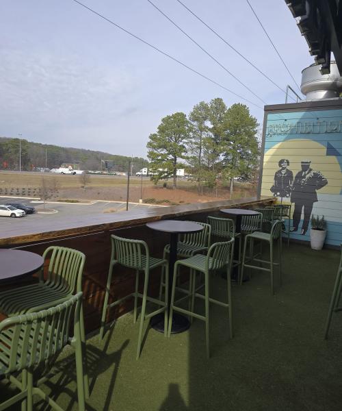 Outside a rooftop bar named Prohibition in Madison, Alabama