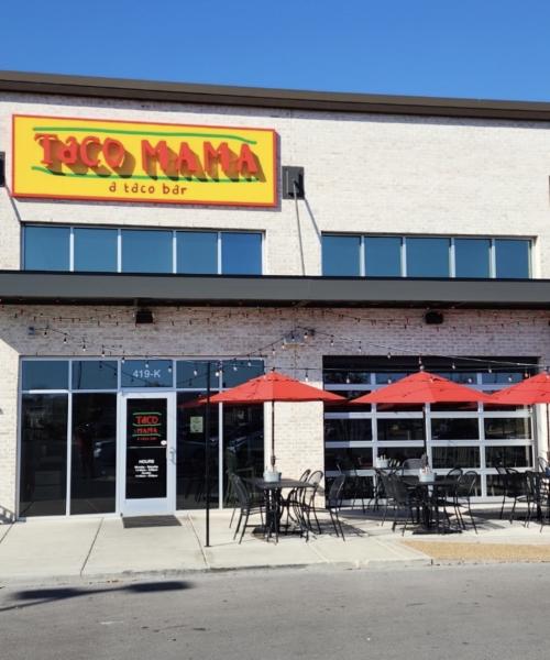 A picture of Taco Mama located at Clift Farm, outside on their patio area