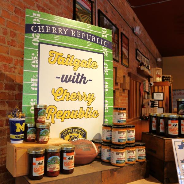 Tailgate with Cherry Republic sign