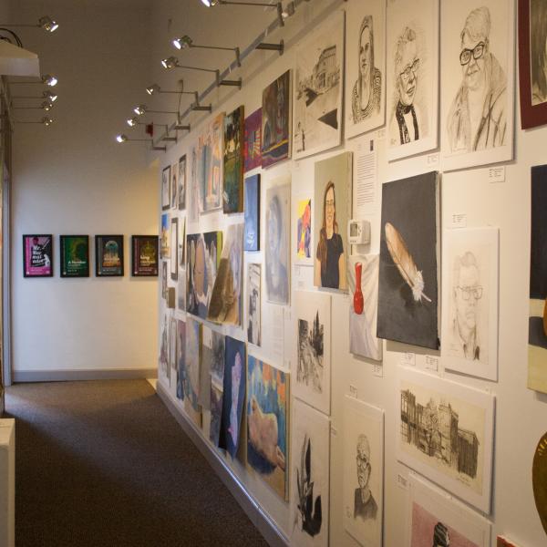 Display of drawings and paintings at Waldron Gallery