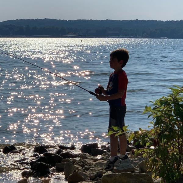 Little boy fishing at Hardin Ridge Recreation Area