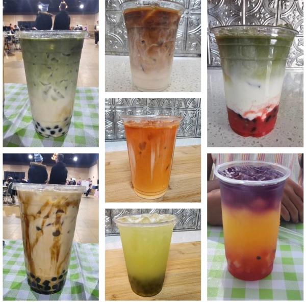 Various colorful boba teas