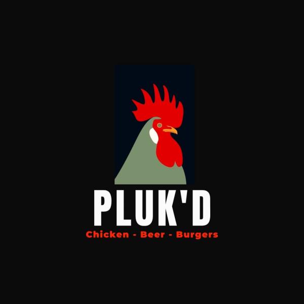 Pluk'd restaurant logo with chicken