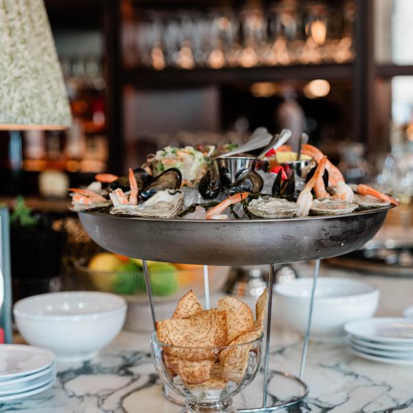 A seafood tower from Hank's Low Country Seafood and Raw Bar