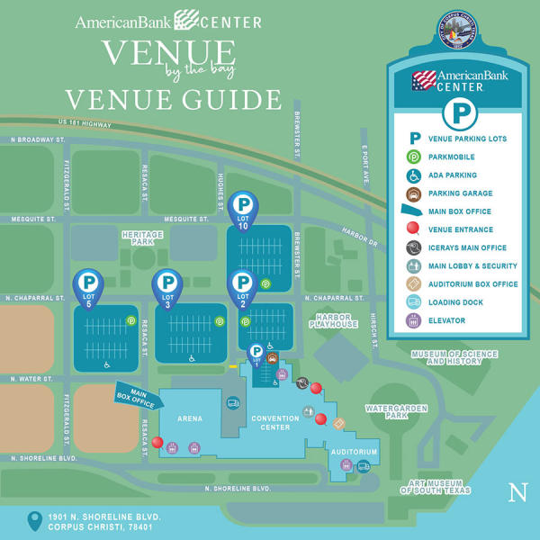 American Bank Center Parking Map