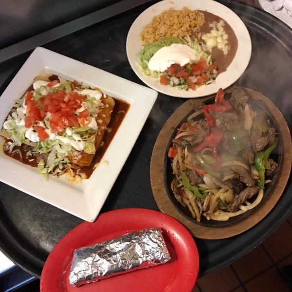 hot tasty food served on a table at Chupito's Azteca Grille