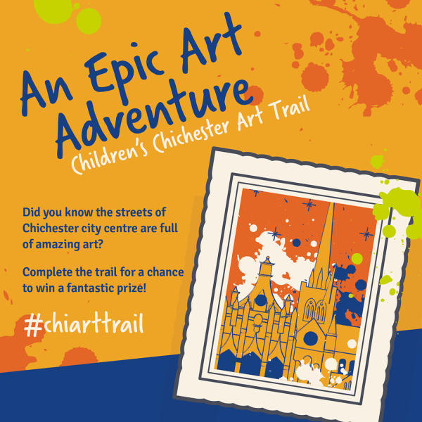 Poster advertising a half term art trail in Chichester