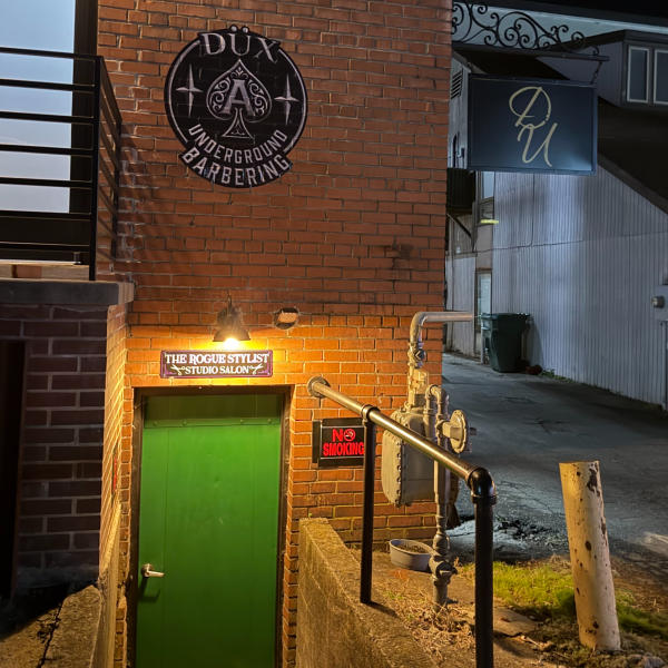 Discretion Underground exterior, green door