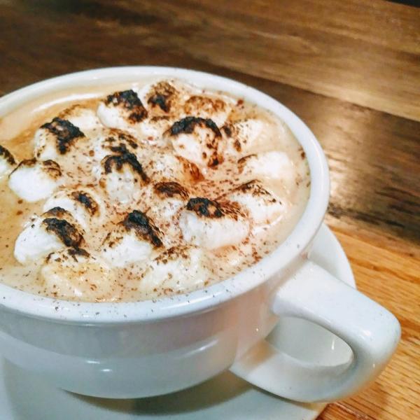 Toasted marshmallows top this delightful mug of hot cocoa from Knoxville's Awaken Coffee.