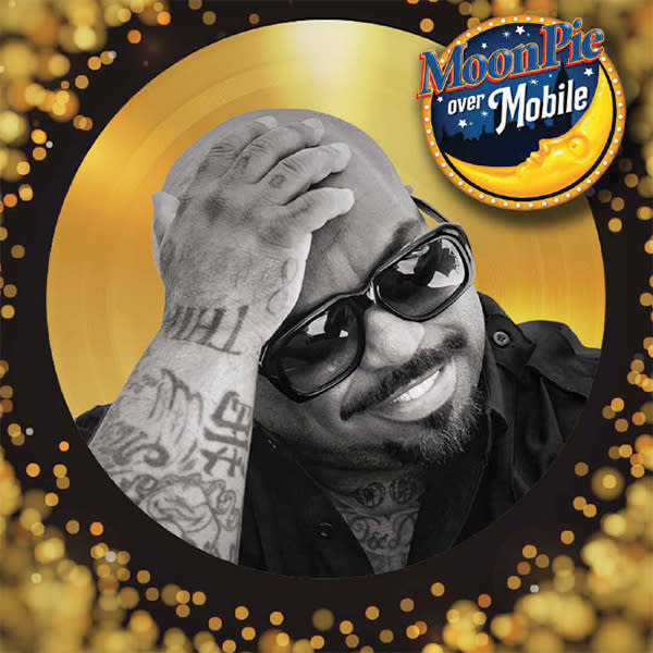 Music artist CeeLo Green with MoonPie Over Mobile logo