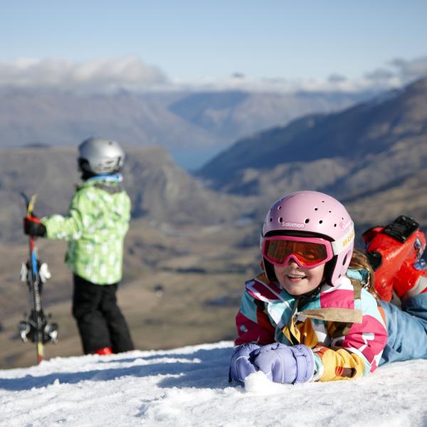 Family ski day at Coronet Peak