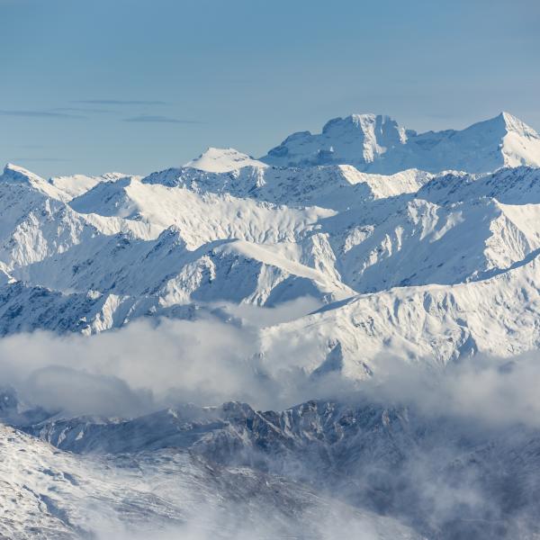 Snow covered mountain tops