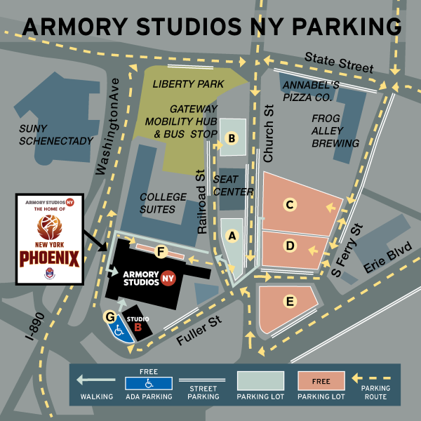 Parking map for NY Phoenix Games