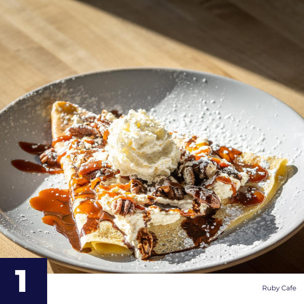 Grab a sweet treat from Ruby Cafe with one of their specialty crepes.
