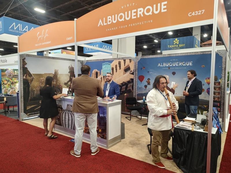 A view of the joint Visit Albuquerque and Tourism Santa Fe IMEX America 2024 booth.