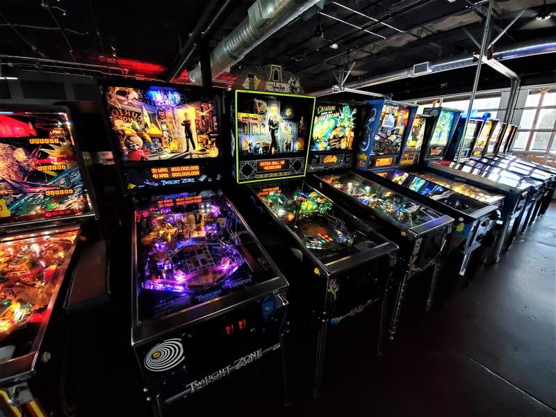 Photo of pinball machines at Free Play Arlington