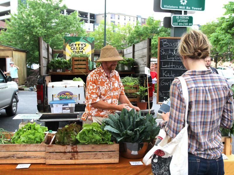 Greens vendor at the Bloomington Community Farmers' Market