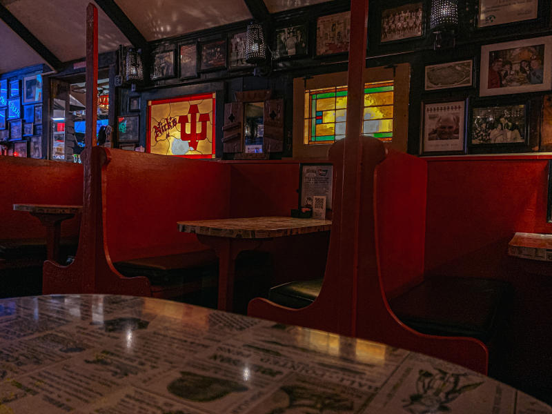 A row of booths at Nick's English Hut