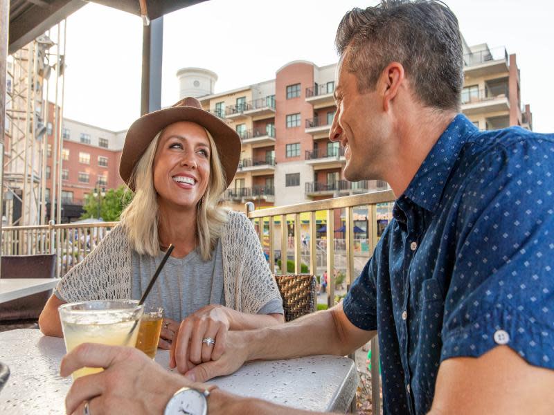 Couple Drinks Romantic Terrace