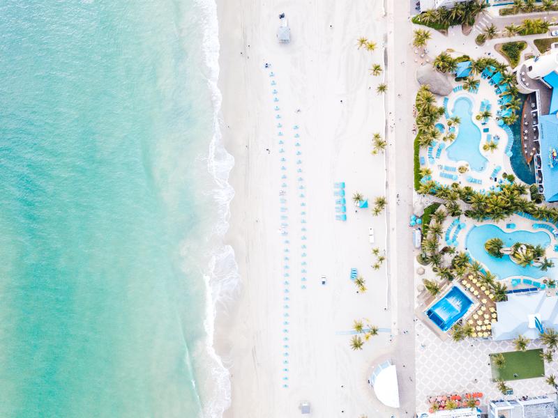Aerial view of Hollywood Beach in Broward County, Florida