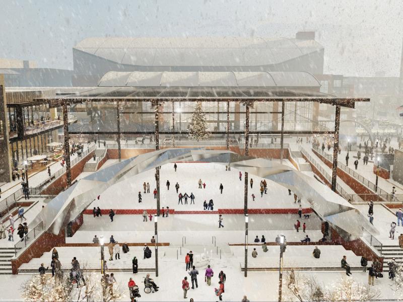 Gainbridge Fieldhouse Ice Skating Indianapolis 2023 Unity Plaza