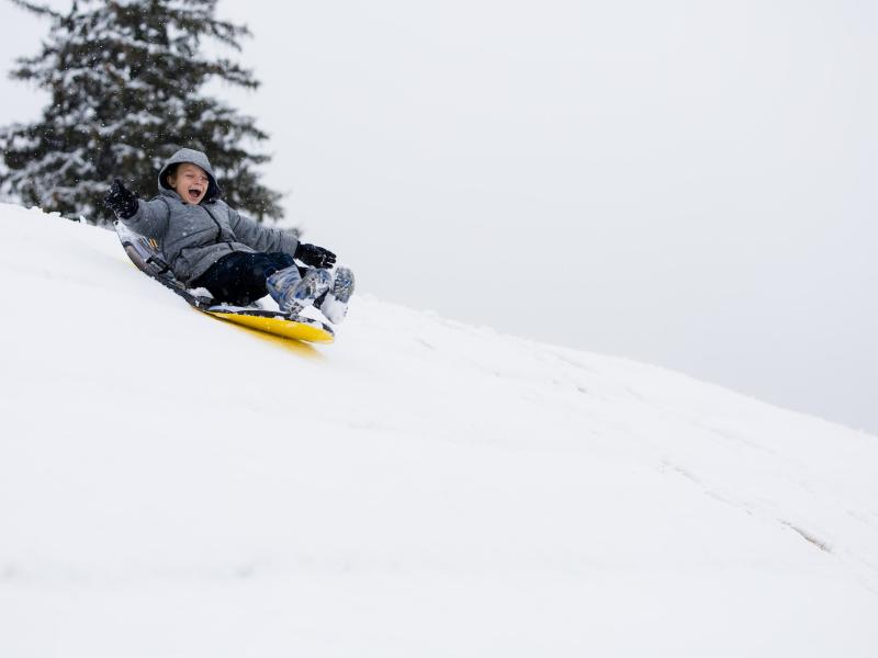 sledding at Fort Harrison