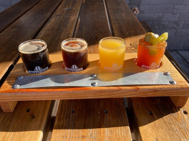 Brunch flight of Invictus beer