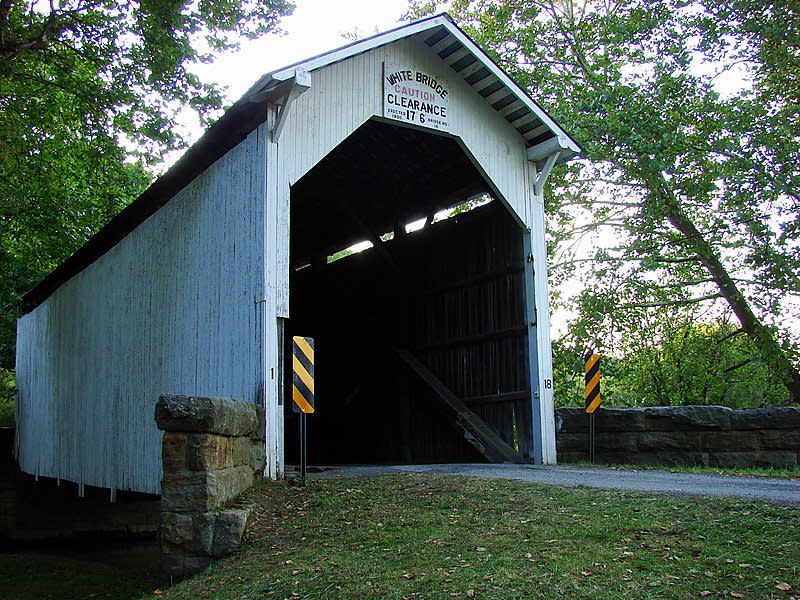 White covered bridge