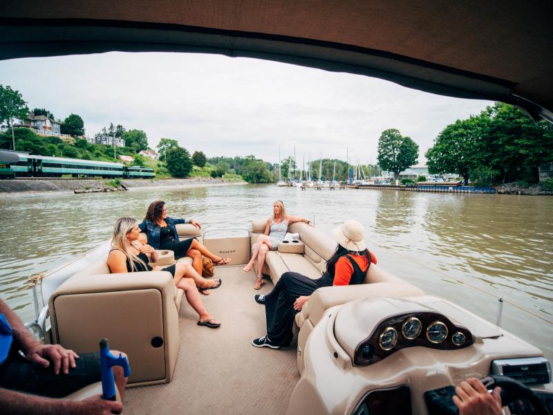 group of women in boat