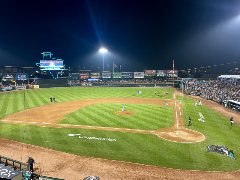 Constellation Field at night during a Space Cowboys game