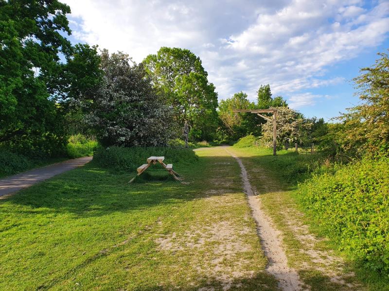 A footpath and picnic area on the Cuckoo Trail, Wealden