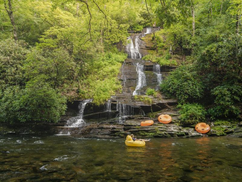 Tubing and Waterfall