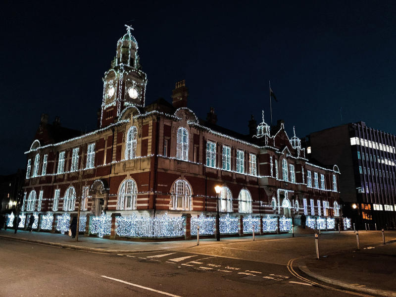Morgans Hotel lit up in festive lights