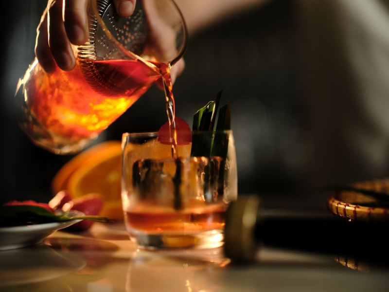 Cocktail being prepared