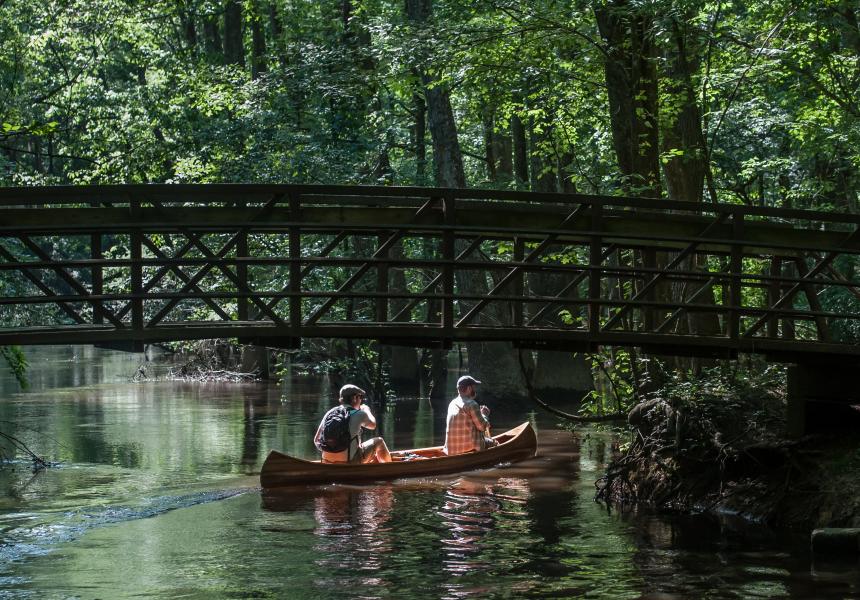 Kayaks-under-bridge
