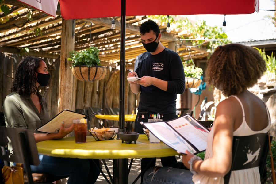 Dining at Church Street Cafe, with masks