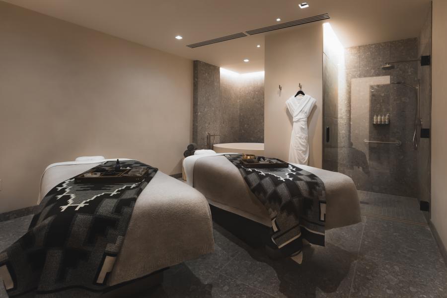 A photo of two empty beds at the Spa at Chaco.