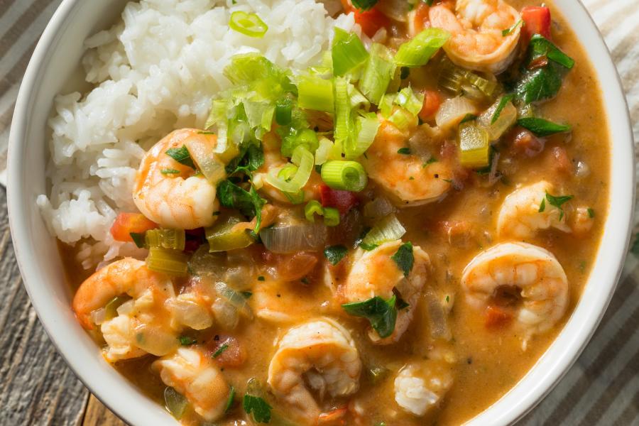 Bowl of shrimp and rice dish from Damian's Cajun Soul Cafe