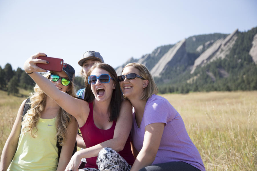 Group taking selfie at Flatirons