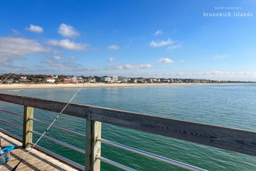 View from Oak Island Pier, NC over the water
