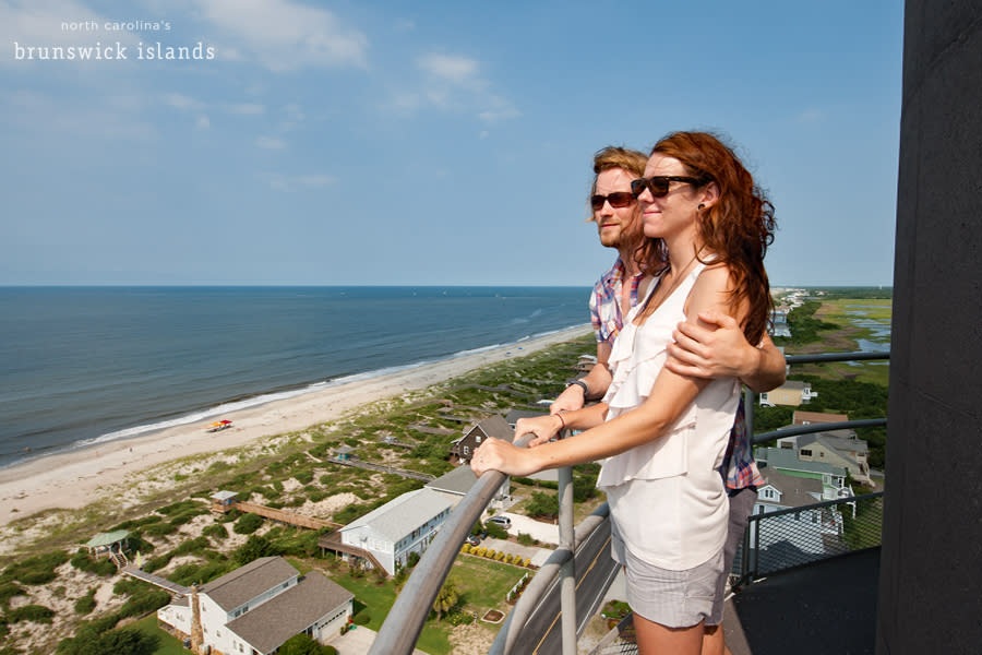 Couple at the top of Oak Island Lighthouse