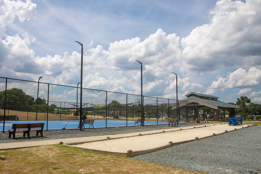 a view of the recreational court at Bridgeview Park in Holden Beach