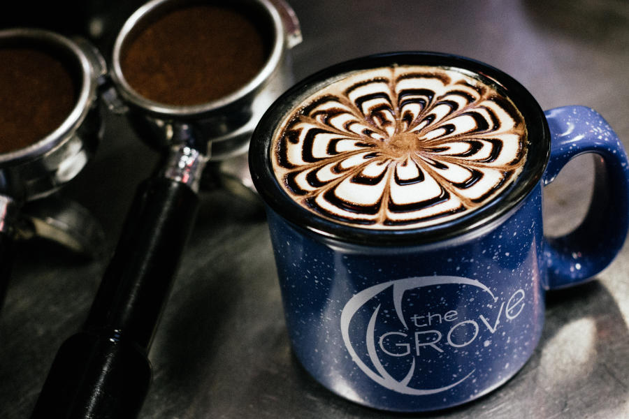 Latte Art on a Latte from Grove Coffee 