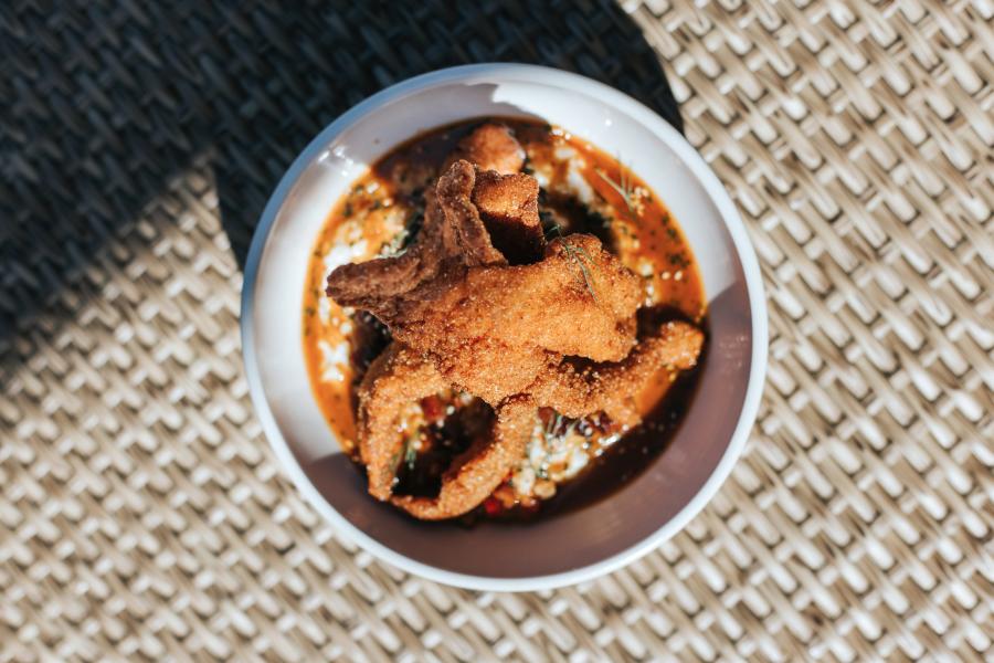 Neutral Ground's Shaved Catfish and Grits - Chef Kenyatta Ashford