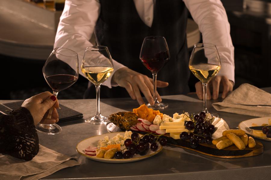 Cheese and Wine at the Hilton - people enjoying cheese and wine pairing.
